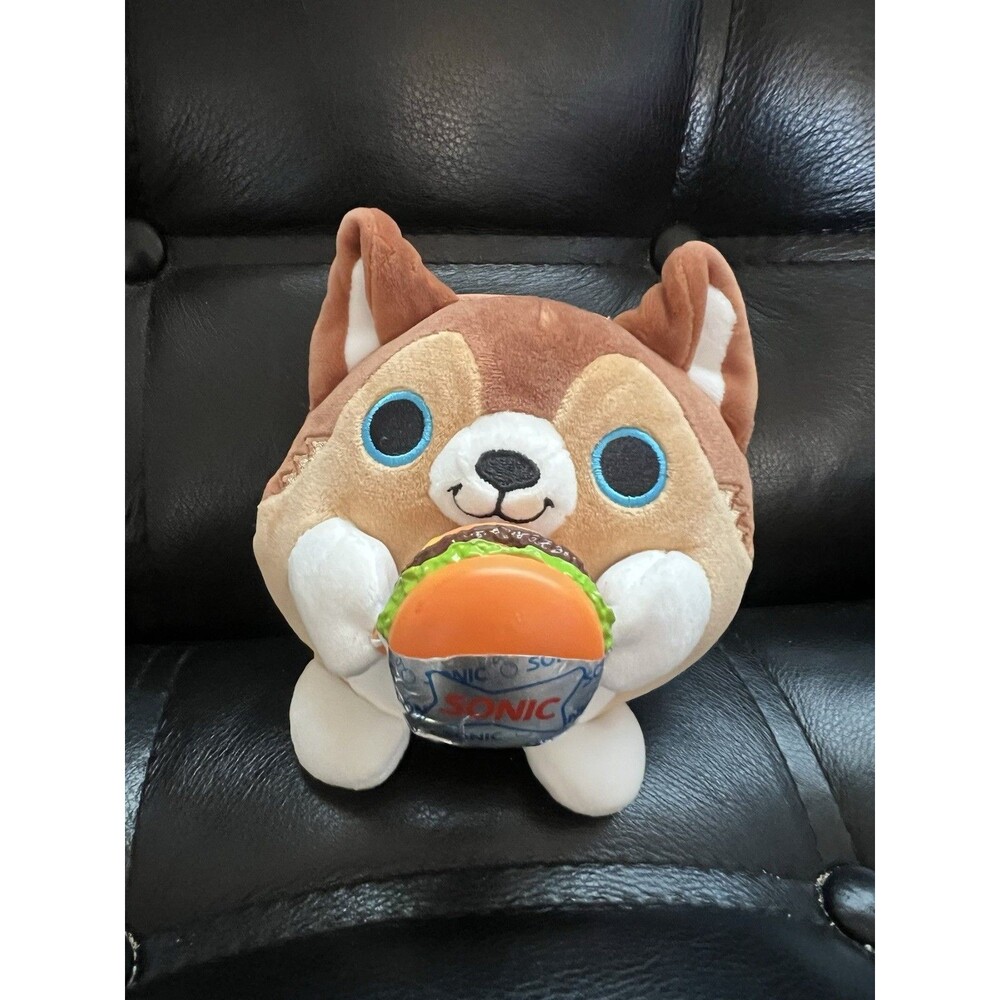 ZURU Sonic Drive-In Plush Dog Holding Burger 5” 2024 Promo Toy Cute Soft